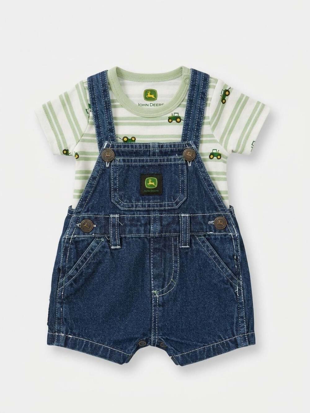 Baby Boys' 2pc John Deere Denim T-Shirt and Shorts Overalls Set